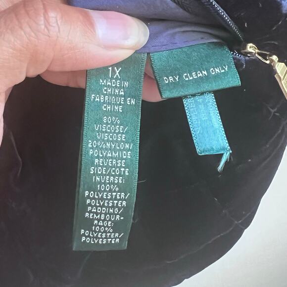 NWT Ralph Lauren Navy Blue Velvet Quilted Reversible Vest Women's Plus Size X1 - Picture 7 of 9